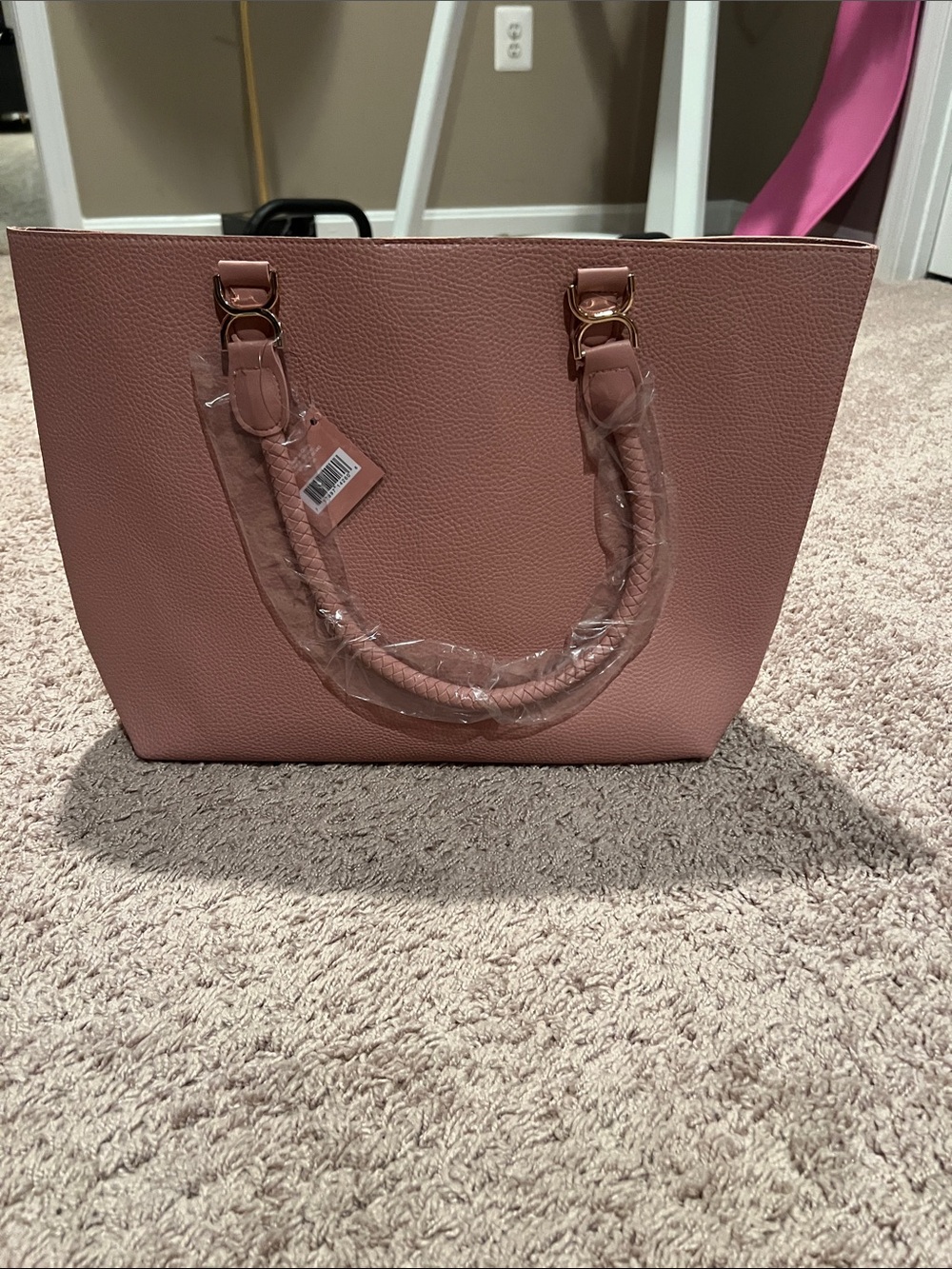 Women's Pebbled Tote Bag in Dusty Rose - Stylish Everyday Carry NWT